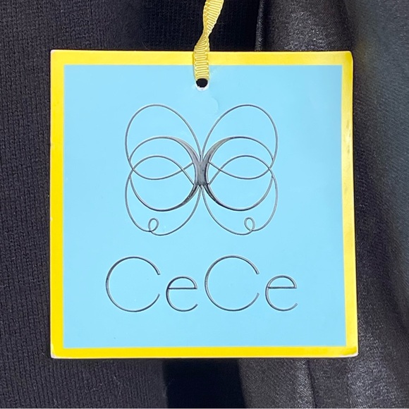 CeCe Organza Sheer Long Sleeve Knit Sweater Mock Neck 100% Cotton Pullover - Picture 7 of 9